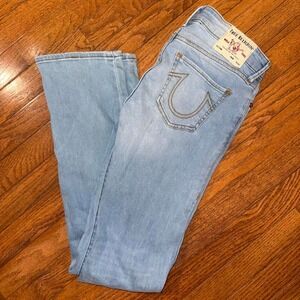 True Religion Billie Mid Rise Straight Leg Jeans Light Wash Blue Size 26